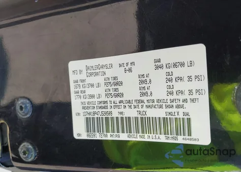 2007 Dodge Ram 1500 Slt z USA, uszkodzony, nr VIN 1D7HA18P47J520509